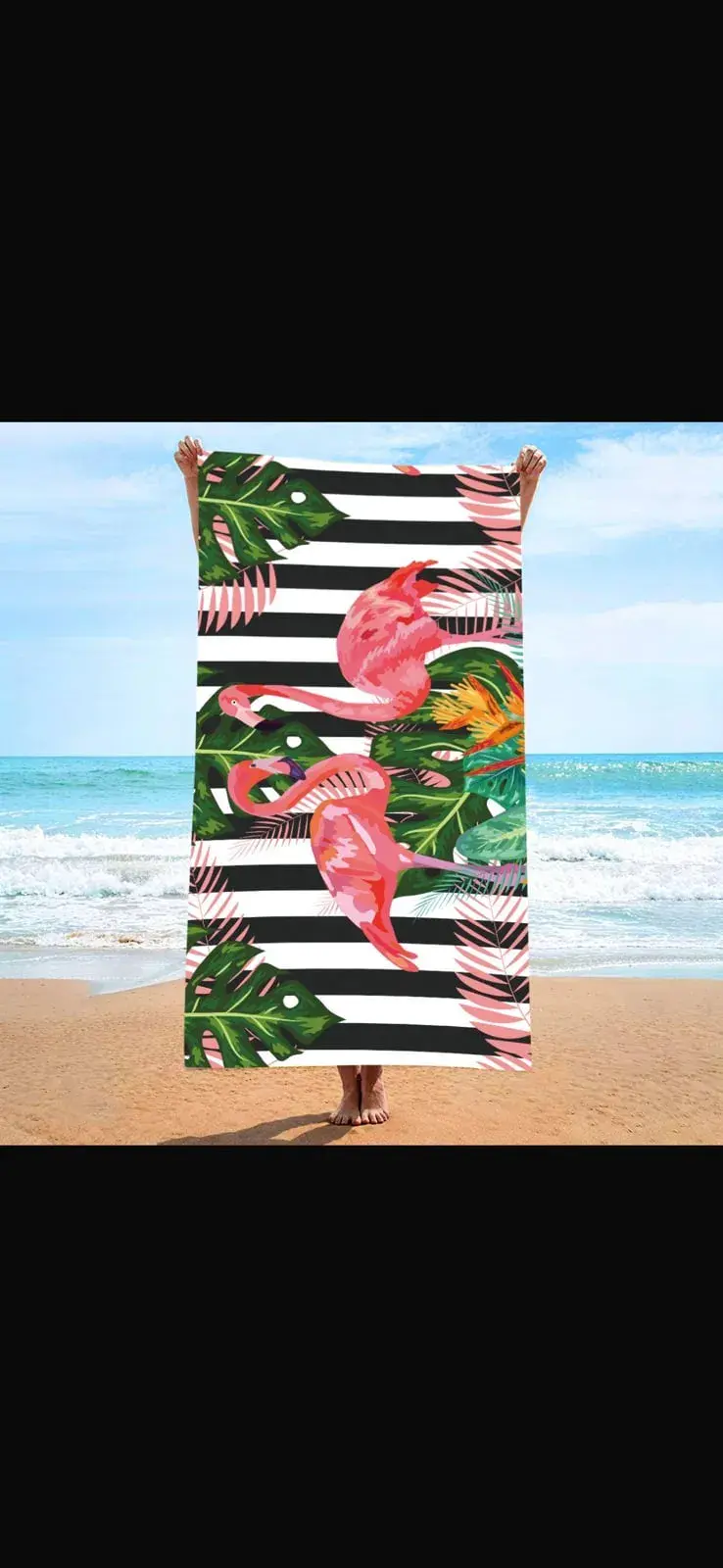 Ręcznik Plażowy 70/140 z Flamingami i Liśćmi, w wielu kolorach