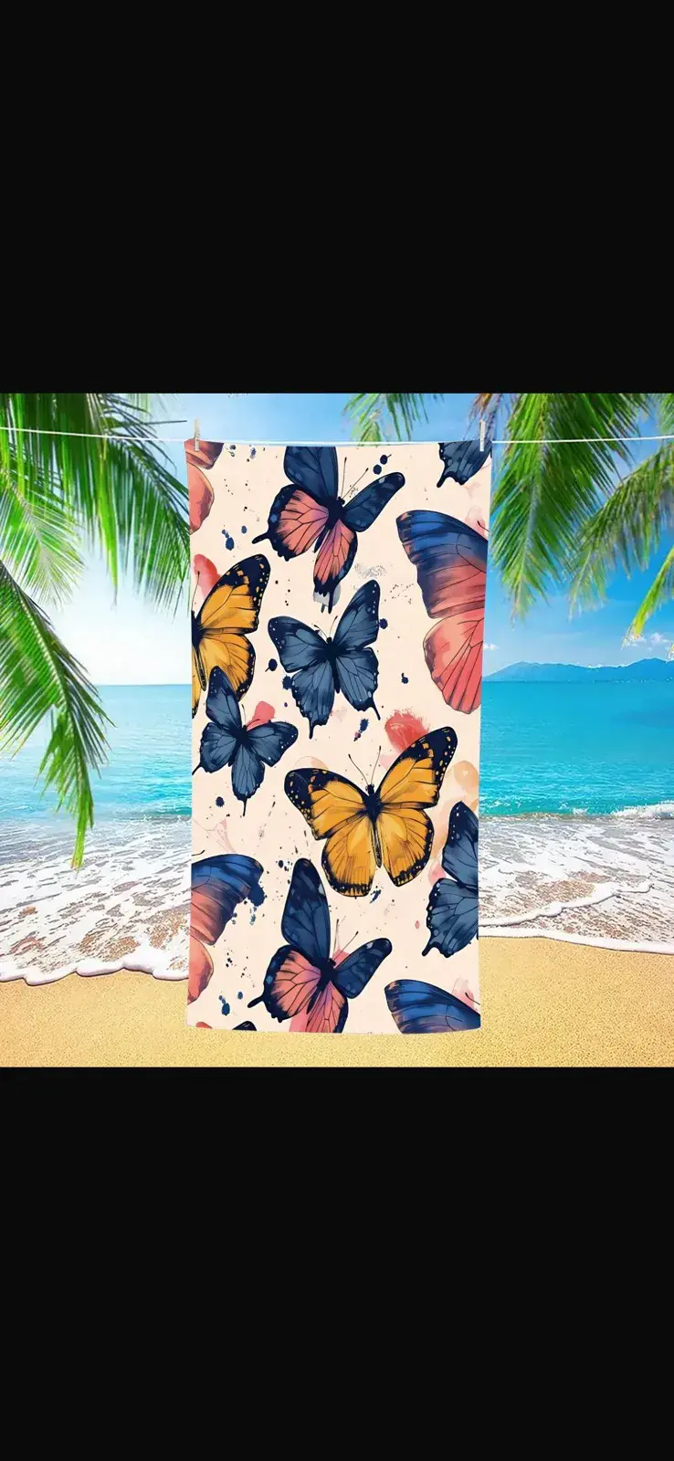 Ręcznik Plażowy 70/140 z Motywem Motyli, w wielu kolorach