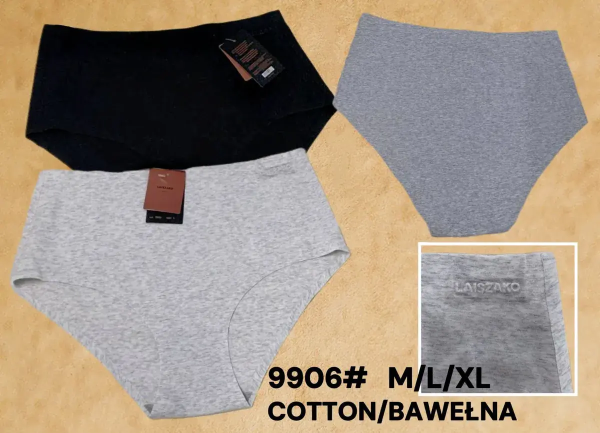 Majtki damskie bawełniane LAISZAKO szare i czarne M/L/XL
