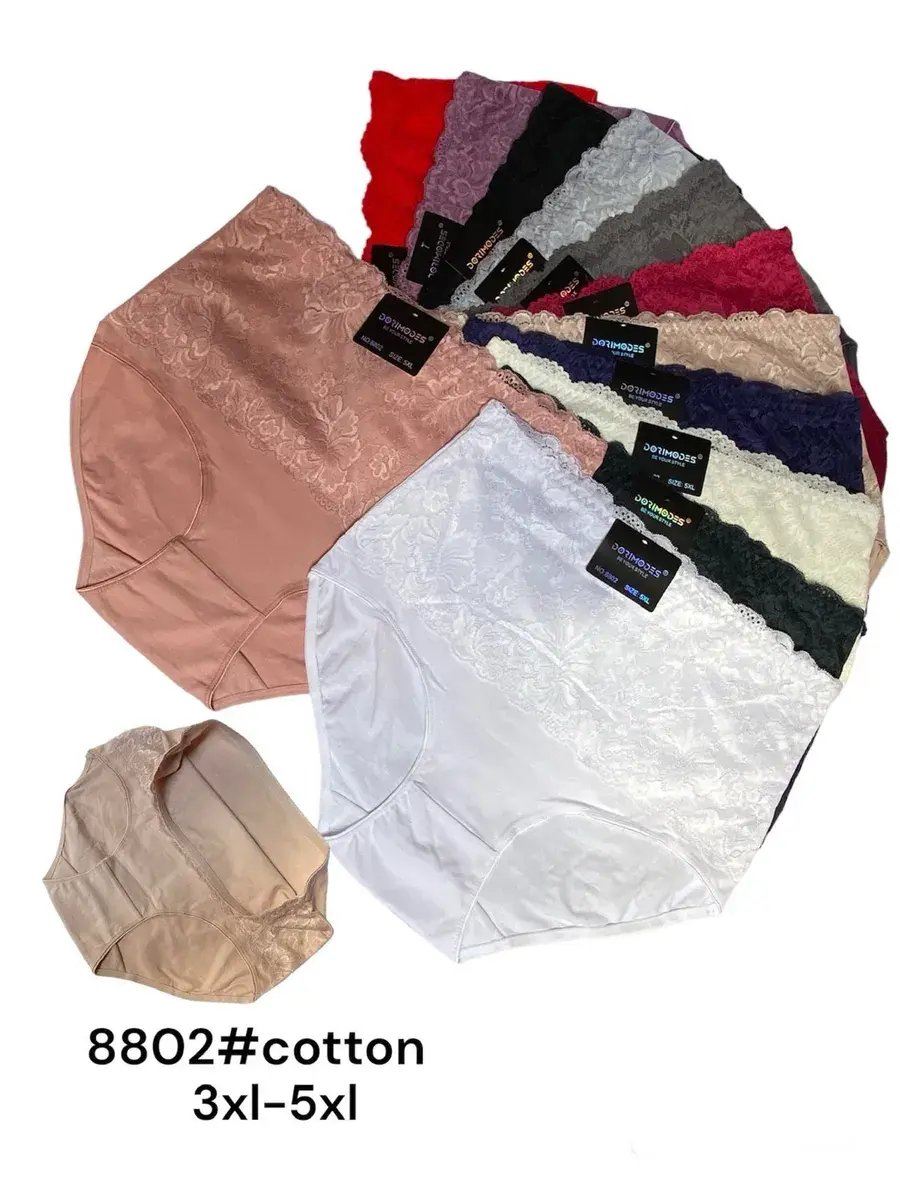 Majtki damskie bawełniane z koronką mix kolorów 3XL-5XL