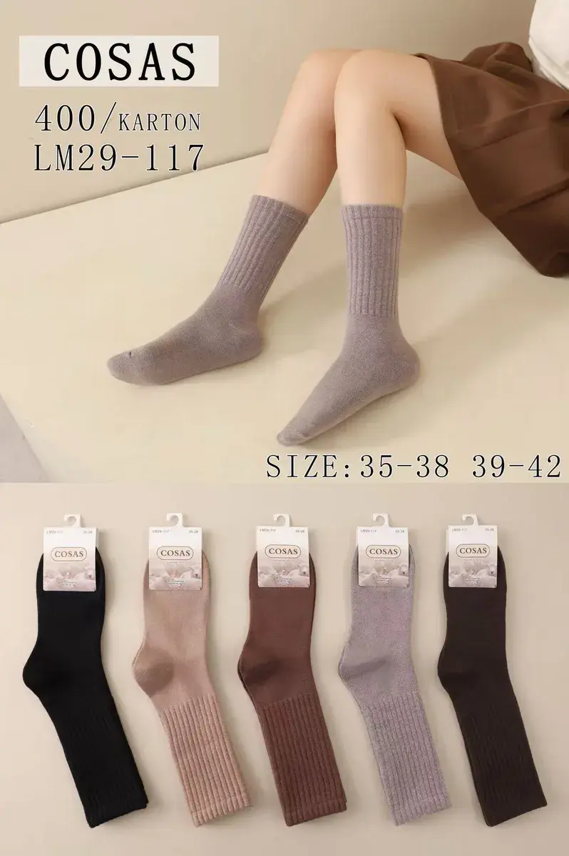 COSAS Skarpety Damskie Prążkowane Mix Kolorów 35-42