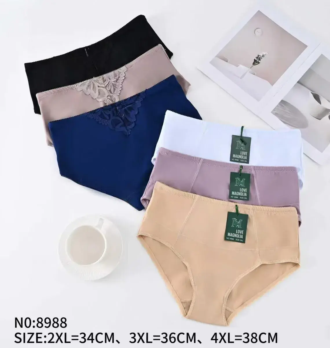 Majtki damskie Love Magnolia mix kolorów z koronką 2XL-4XL