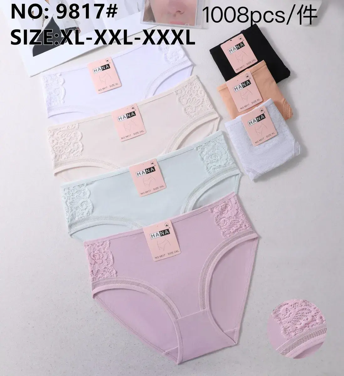 Majtki damskie HANA z koronką XL-XXXL mix kolorów – wzór 2