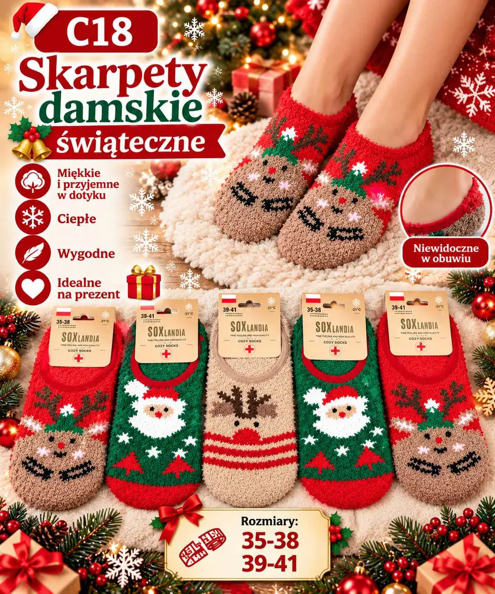Skarpety damskie świąteczne SOXlandia miękkie i ciepłe