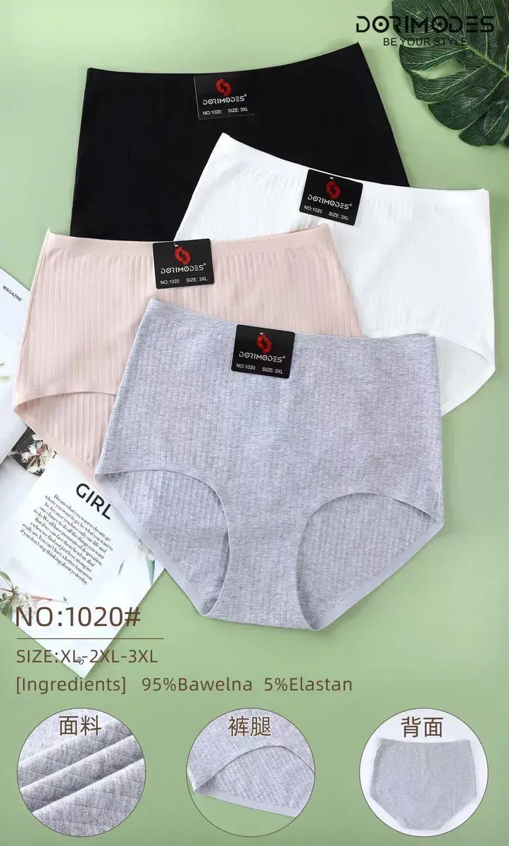 Majtki damskie Dorimodes bawełniane prążkowane 3XL mix kolorów