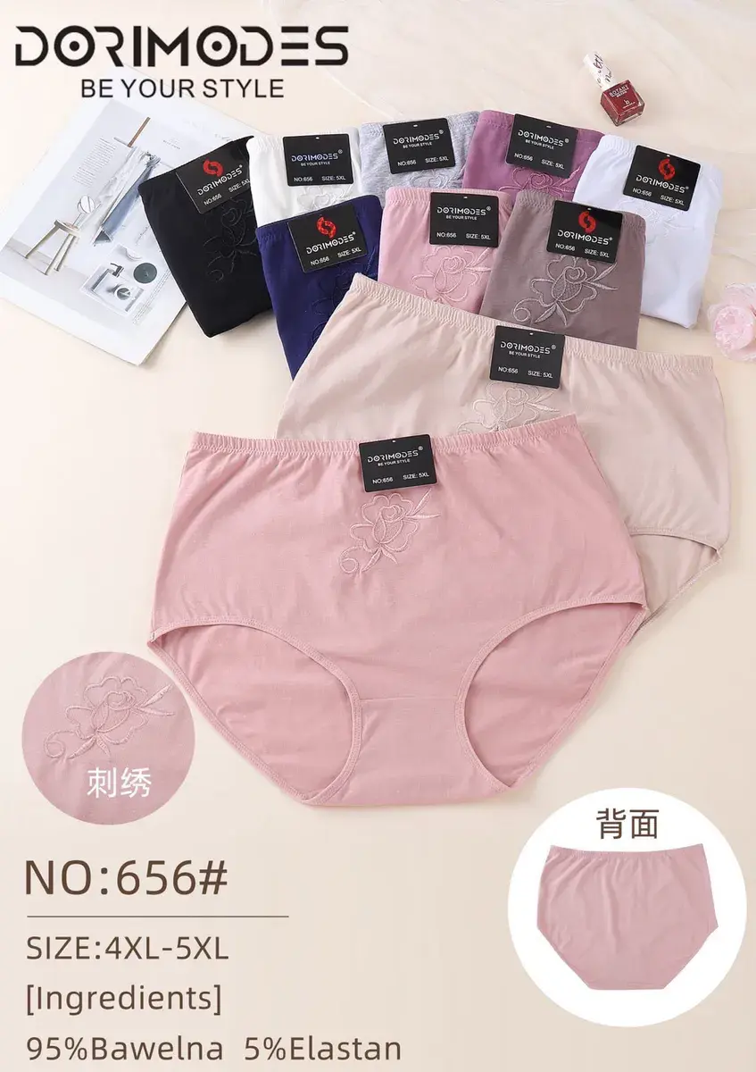 Majtki damskie Dorimodes 4XL-5XL z haftem bawełniane