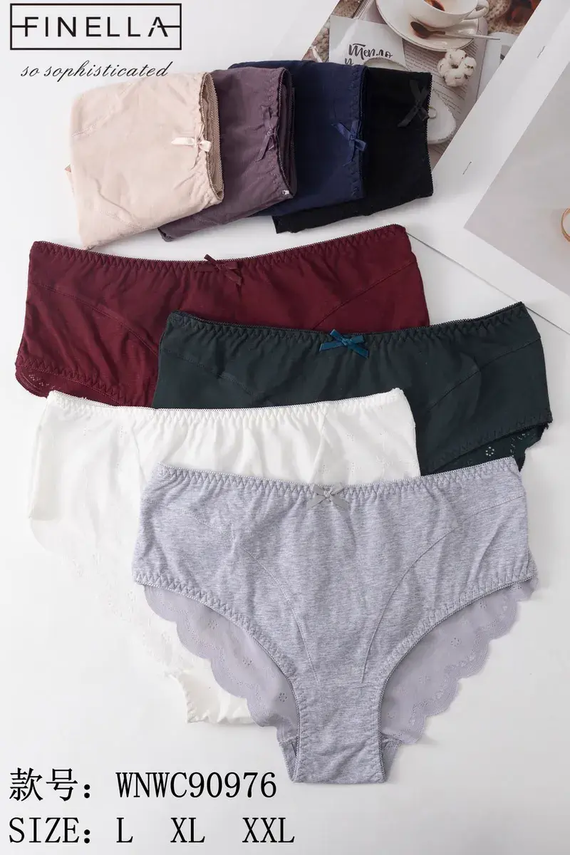Majtki damskie Finella bawełniane z koronką mix kolorów L-XXL