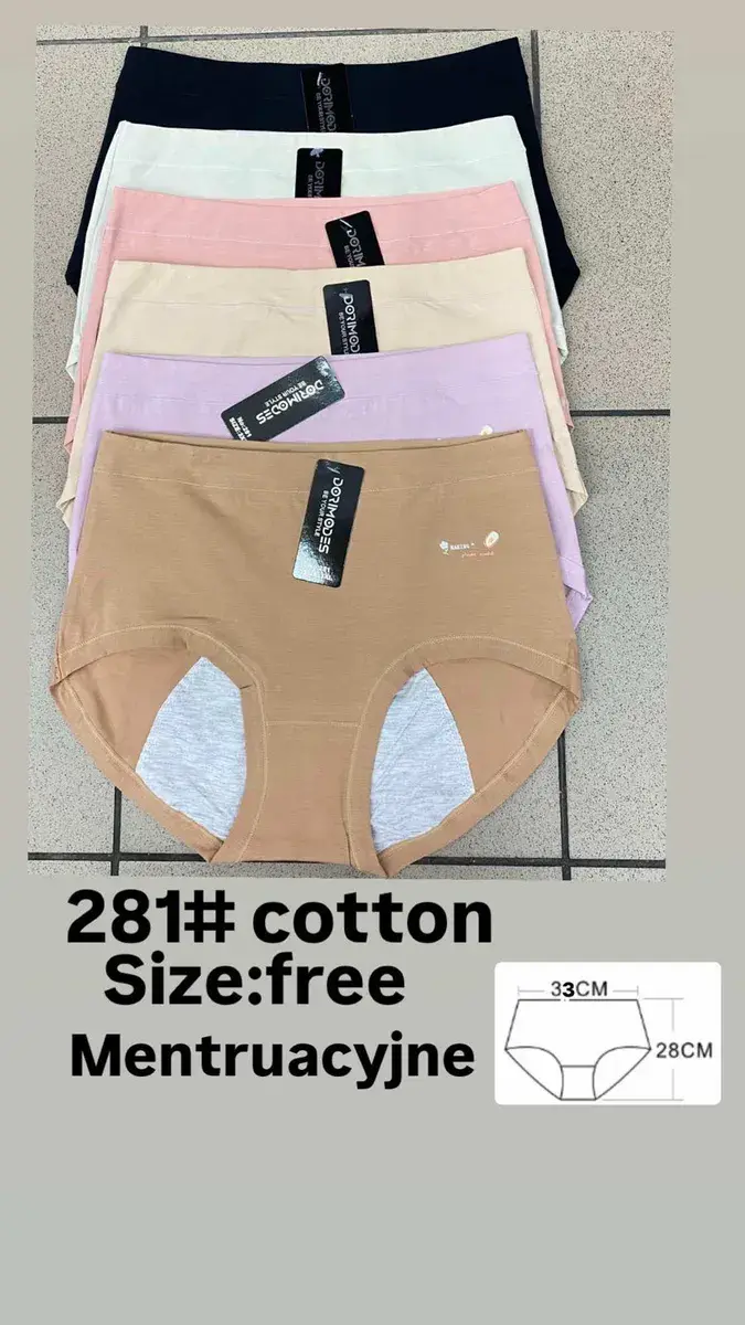Bawełniane majtki menstruacyjne mix kolorów rozmiar uniwersalny – wzór 2
