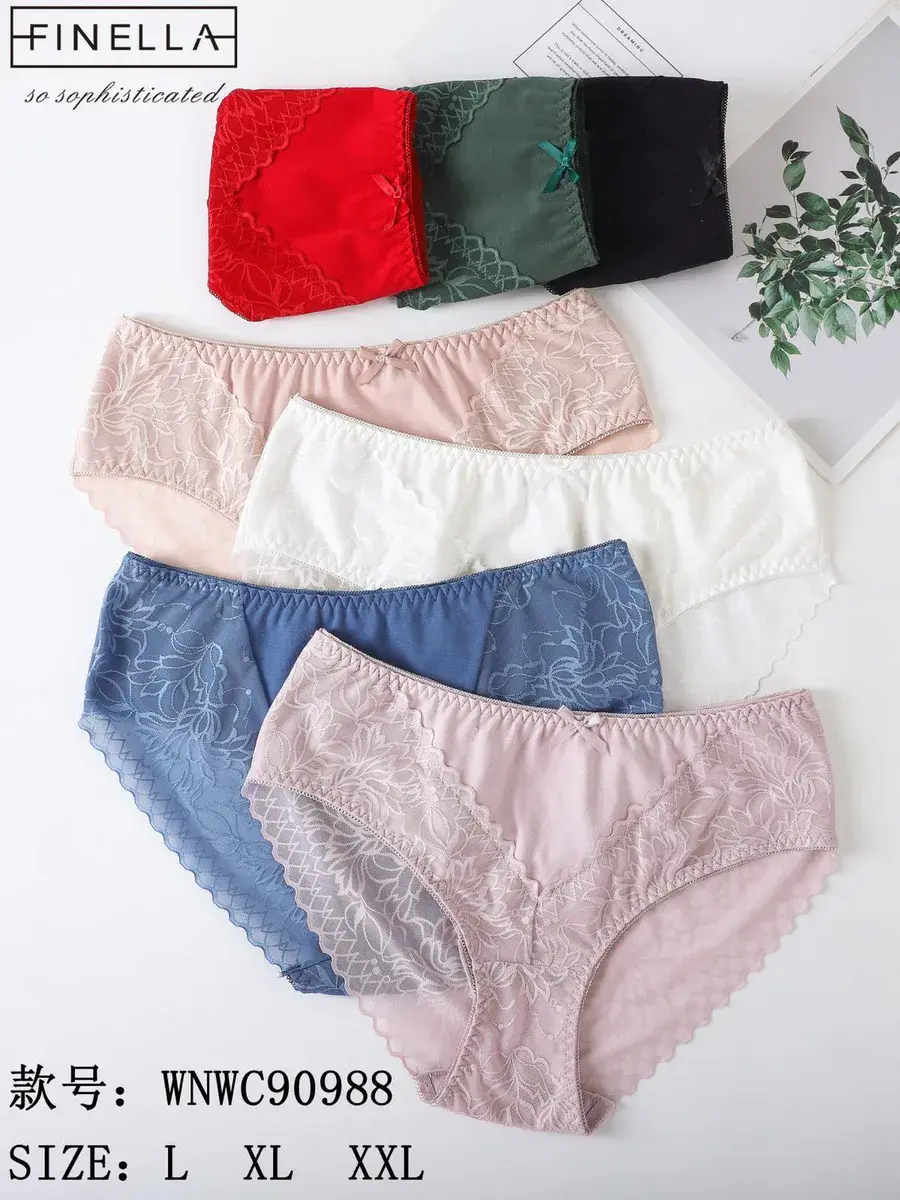 Majtki damskie Finella z koronką w zestawie kolorów L-XXL