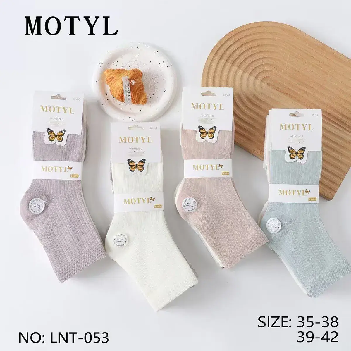 Motyl zestaw 4 par damskich skarpet w pastelowych kolorach 35-38