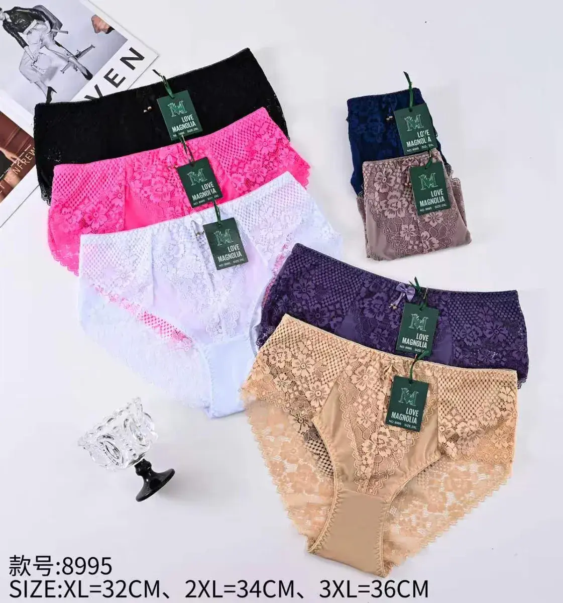 Koronkowe majtki damskie Love Magnolia mix kolorów rozmiar XL-3XL
