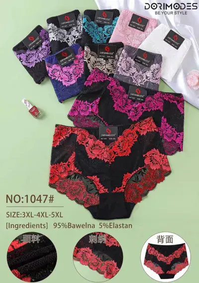 Majtki damskie koronkowe 3XL-5XL bawełna z elastanem mix kolorów