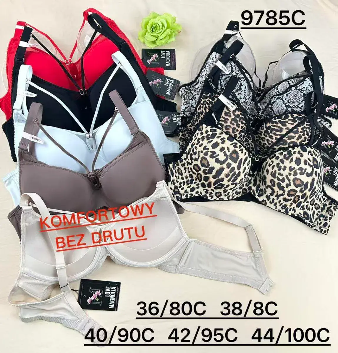 Biustonosz Komfortowy Bez Drutu Love Magnolia Mix Kolorów – wzór 2