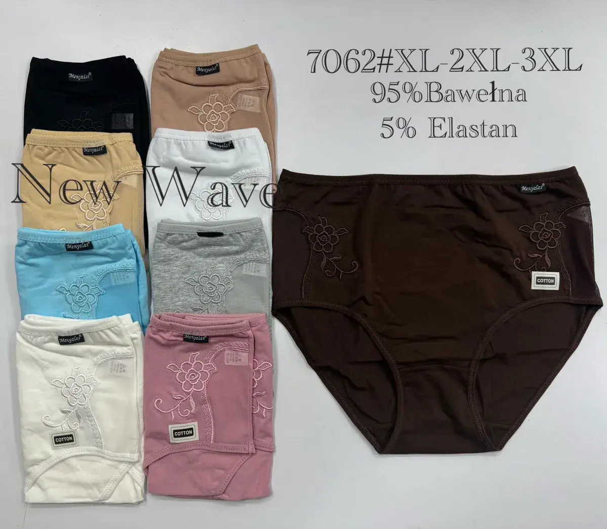 Majtki damskie bawełniane New Wave XL-3XL kolor mix