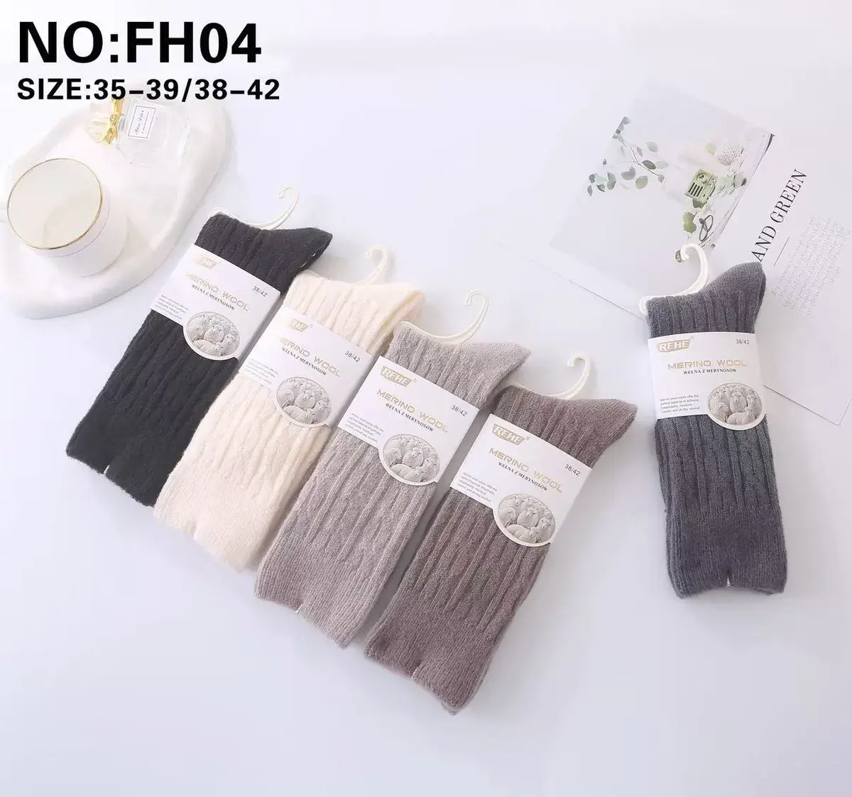 Skarpety merino wool szare 38-42 REHF