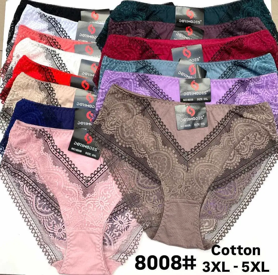 Majtki damskie koronkowe bawełniane 3XL-5XL mix kolorów