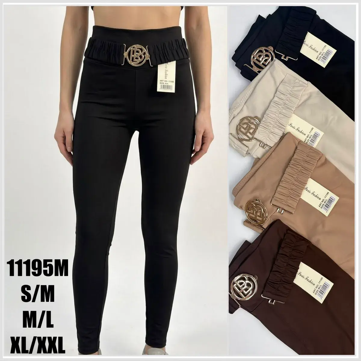 Legginsy damskie z ozdobnym paskiem w czterech kolorach