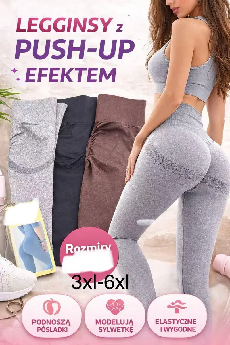 Legginsy z efektem push-up 3XL-6XL elastyczne i wygodne