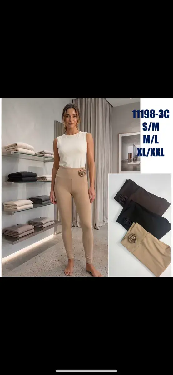 Legginsy damskie beżowe z ozdobą 11198-3C w zestawie 3 kolory