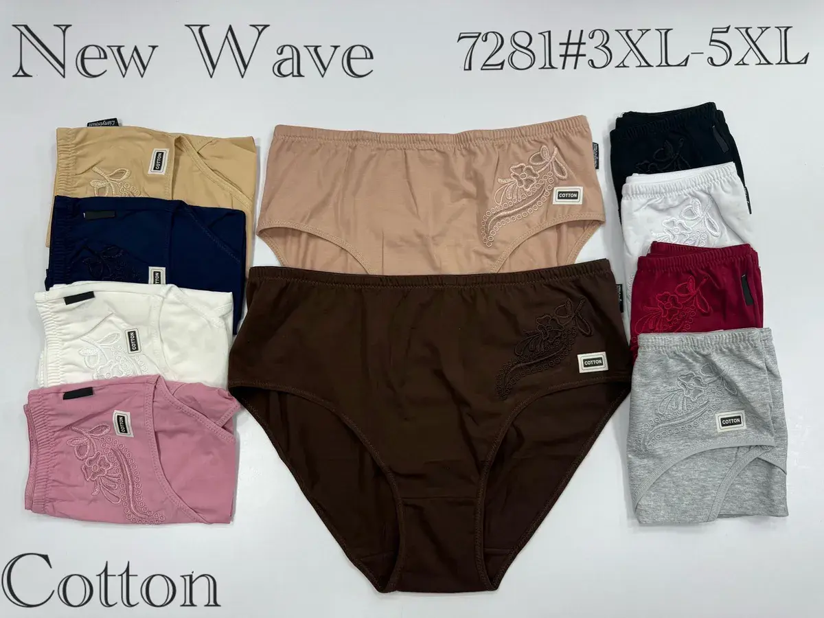 Majtki damskie New Wave bawełniane haftowane mix kolorów 3XL-5XL