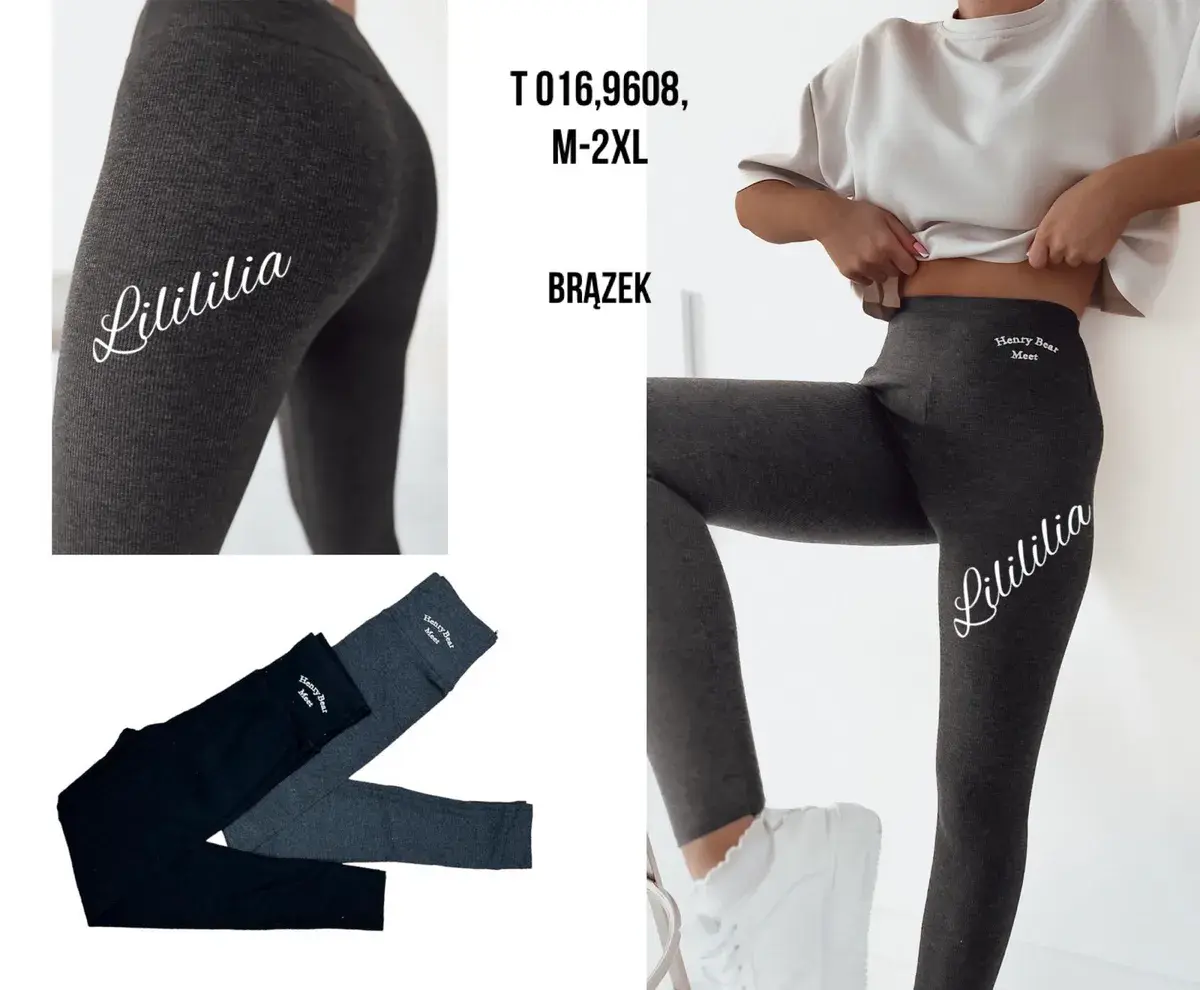 Legginsy damskie brązowe M-2XL z wysokim stanem