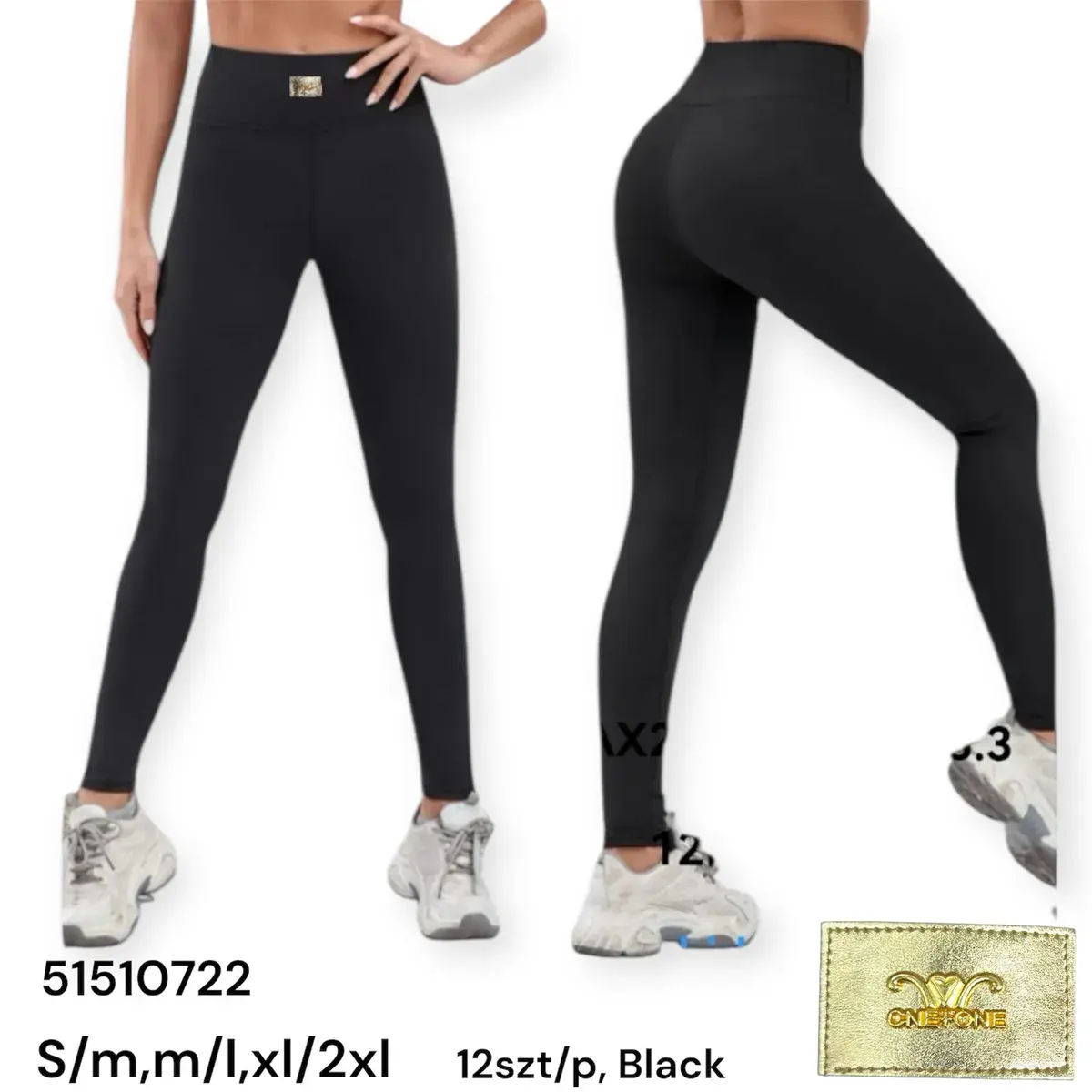 Legginsy damskie czarne elastyczne S-2XL OneTone