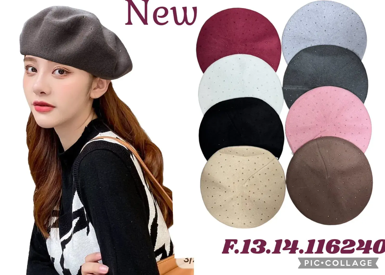 Czapki damskie beanie beret wełna 8 kolorów