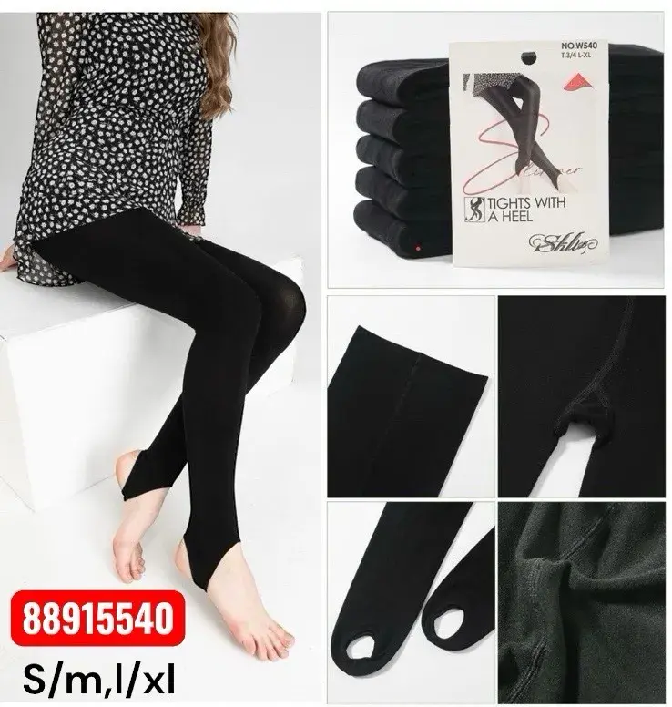 Czarne legginsy z wycięciem na stopę S/M, L/XL