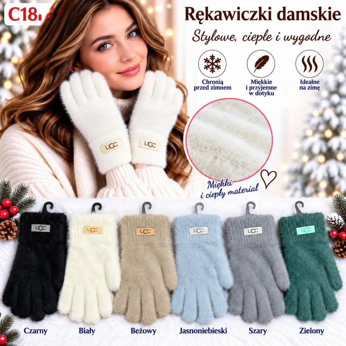 Rękawiczki damskie miękkie ciepłe na zimę różne kolory, w wielu kolorach