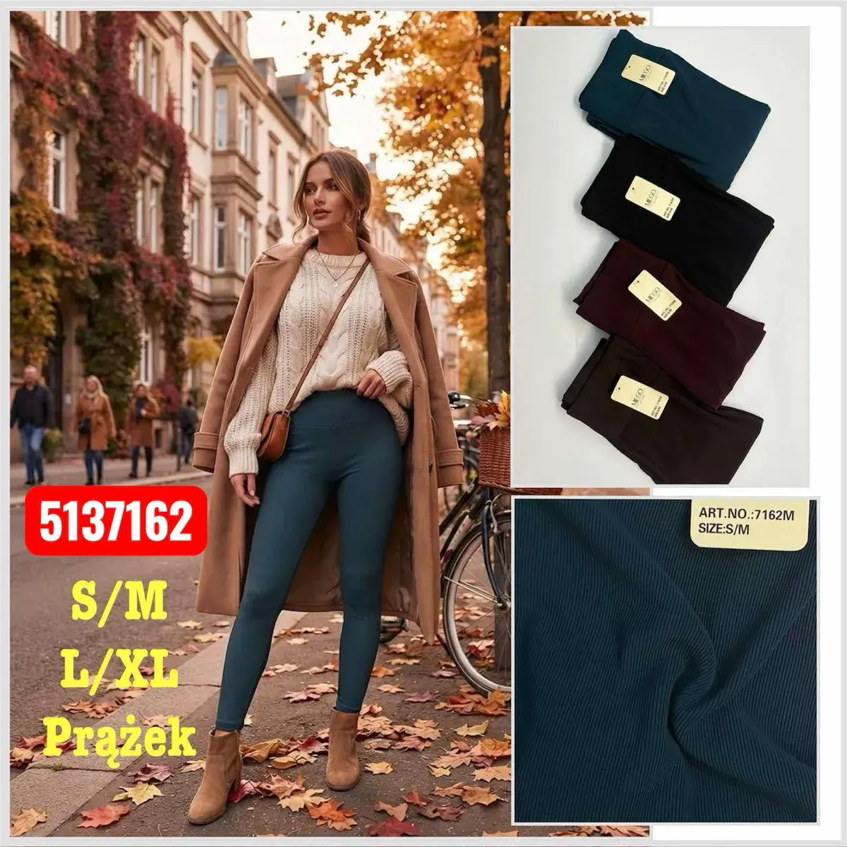 Legginsy prążkowane damskie S/M L/XL w czterech kolorach