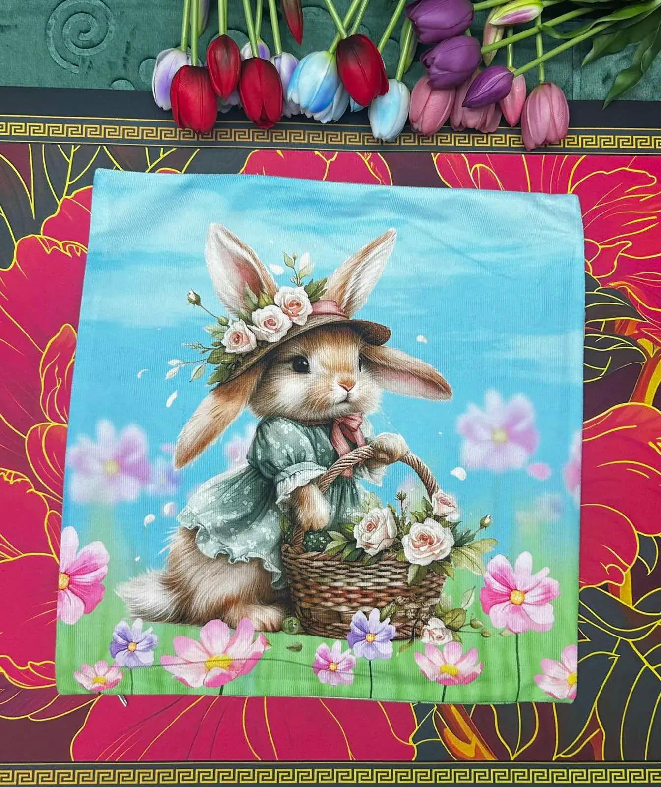 Poszewki Dwustronne Wielkanocne 45/45 z Królikiem, w wielu kolorach