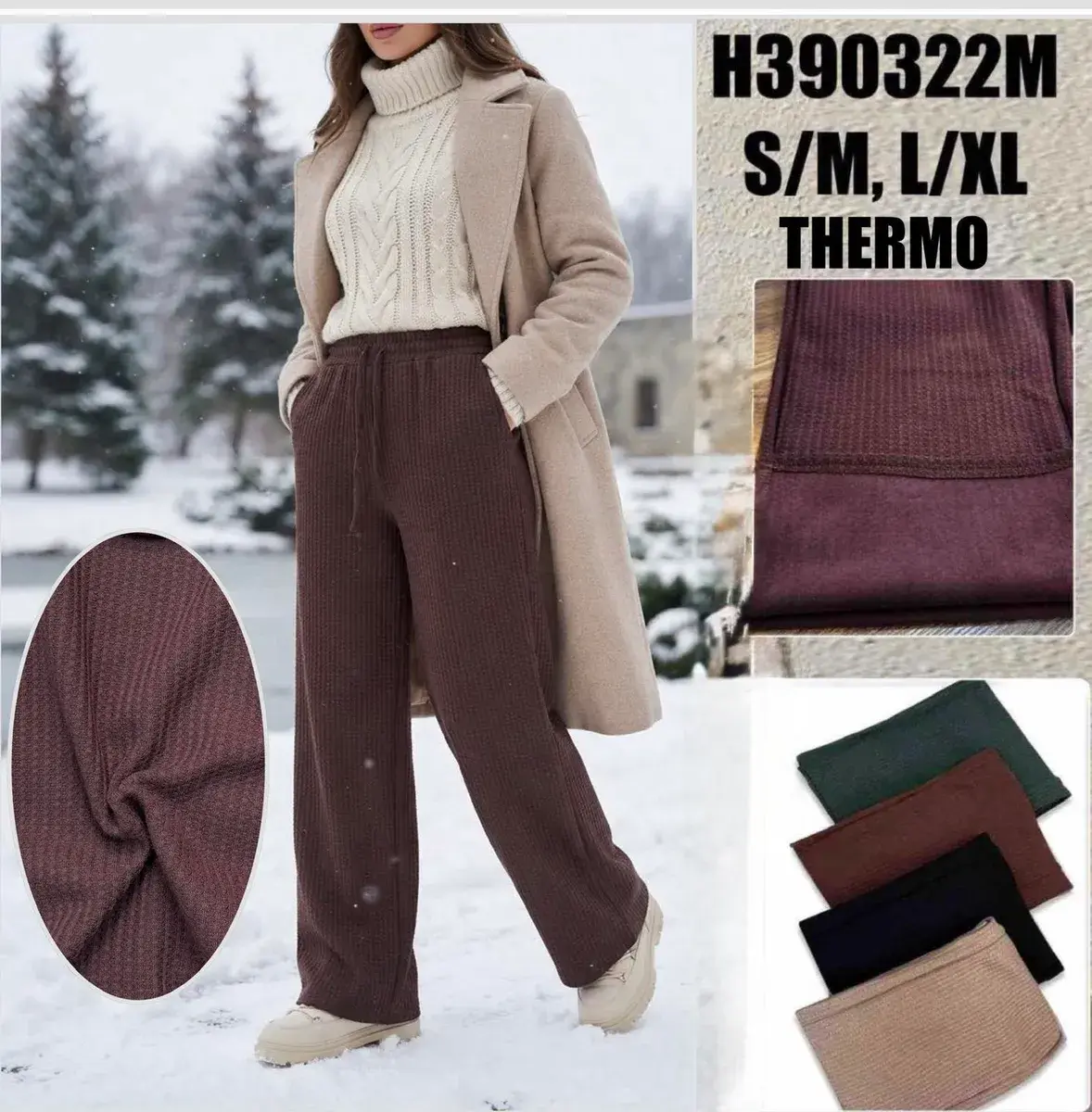 Spodnie damskie termo H390322M w kolorze bordowym S/M, L/XL
