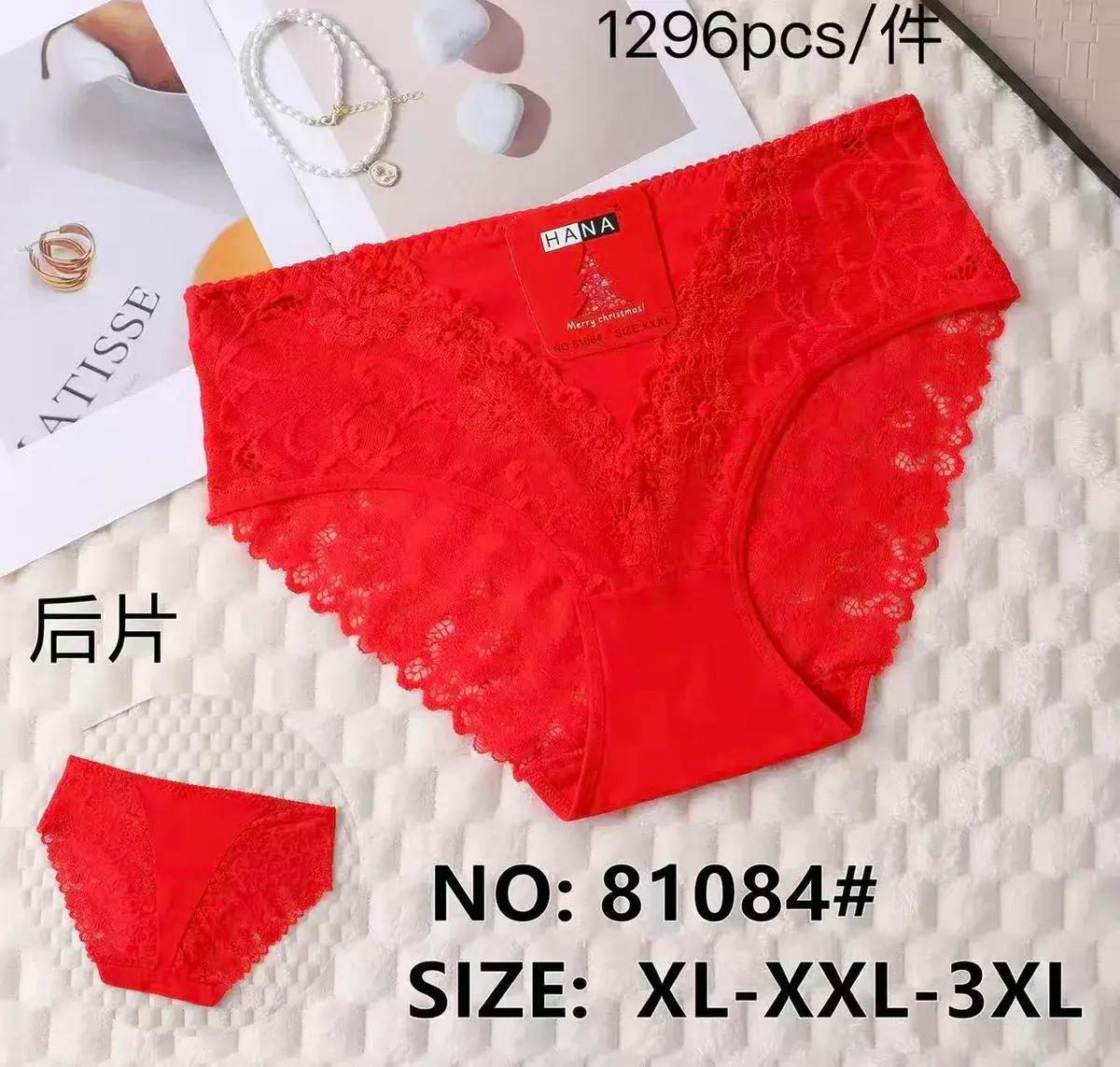 Czerwone koronkowe majtki damskie XL-3XL HANA