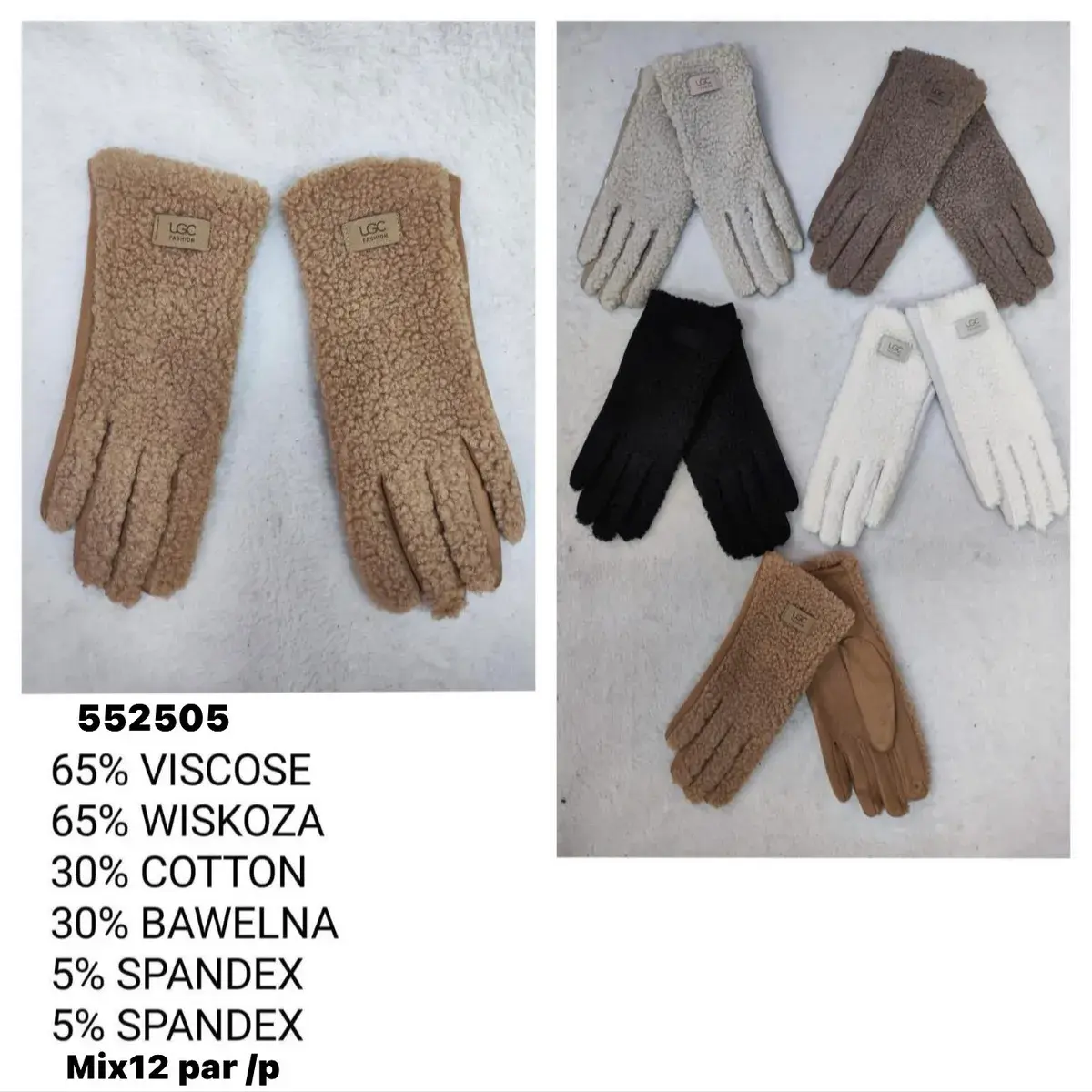 Rękawiczki damskie LGC fashion z miękkiego materiału mix kolorów
