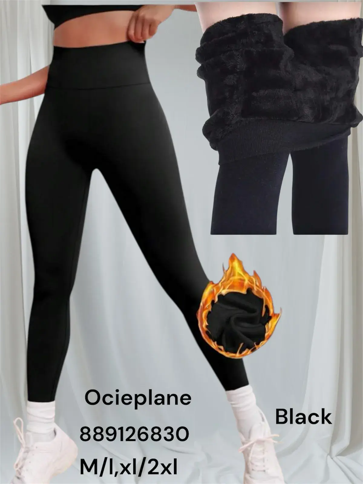 Legginsy damskie ocieplane czarne M/L/XL/XXL