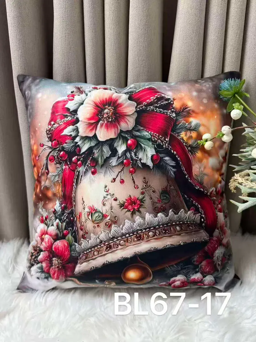 Dwustronna poszewka welwetowa 40x40 cm z motywem świątecznym, w wielu kolorach