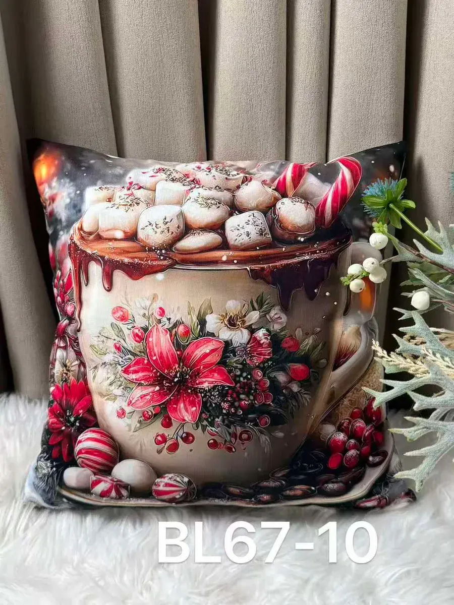Dwustronna poszewka welwetowa 40x40 cm z motywem świątecznym, w wielu kolorach – wzór 3