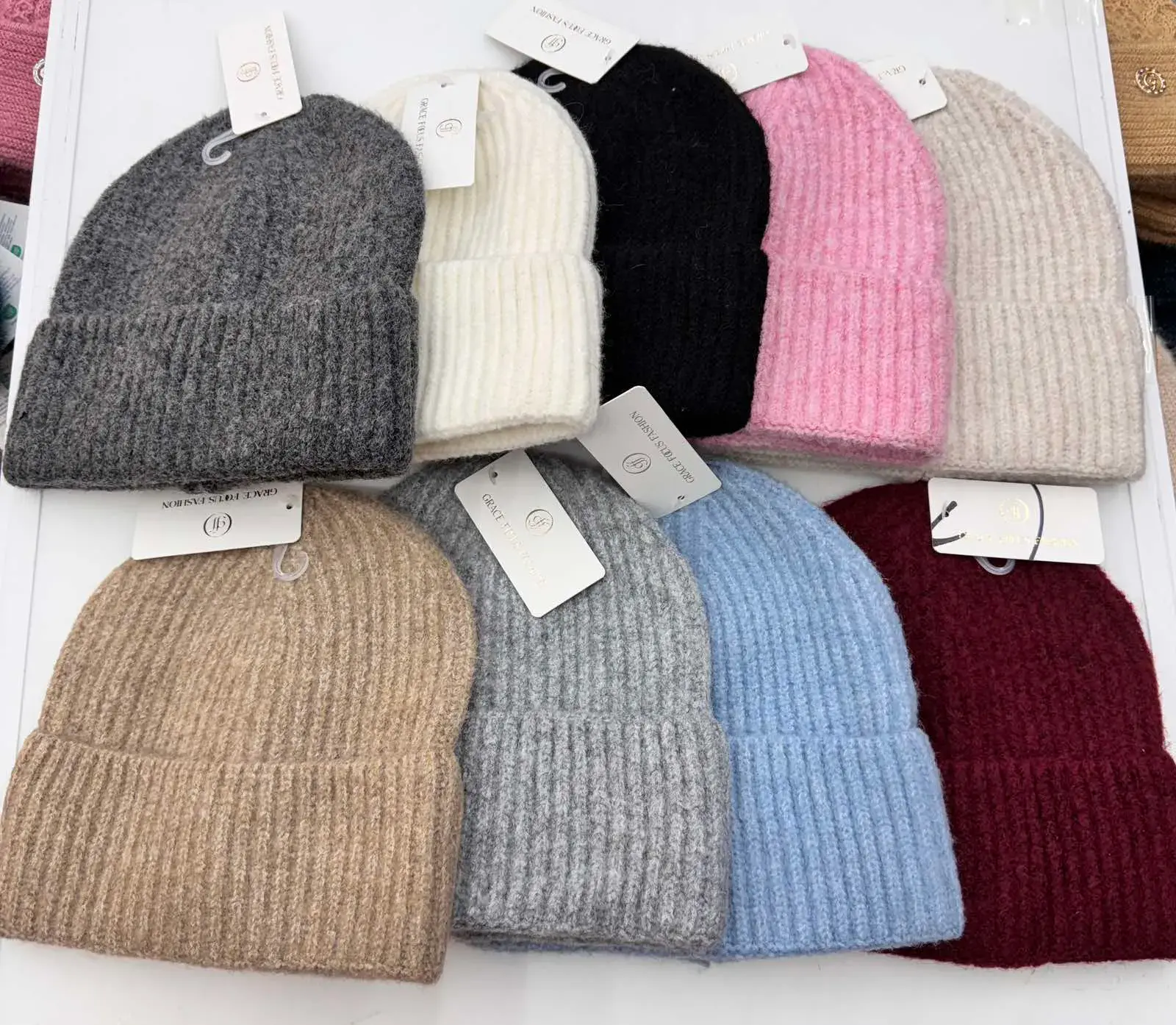 Czapki damskie beanie knitowane 12 kolorów