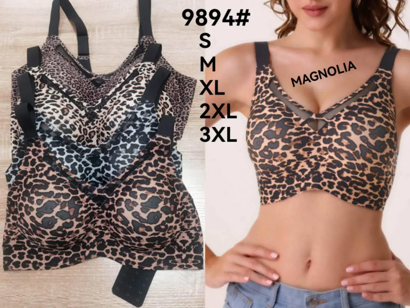 Biustonosz damski bezszwowy leopard S-3XL Magnolii
