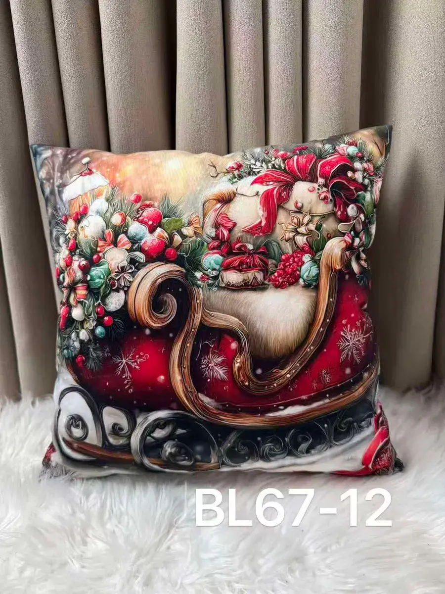 Dwustronna poszewka welwetowa 40x40 cm z motywem świątecznym, w wielu kolorach – wzór 6