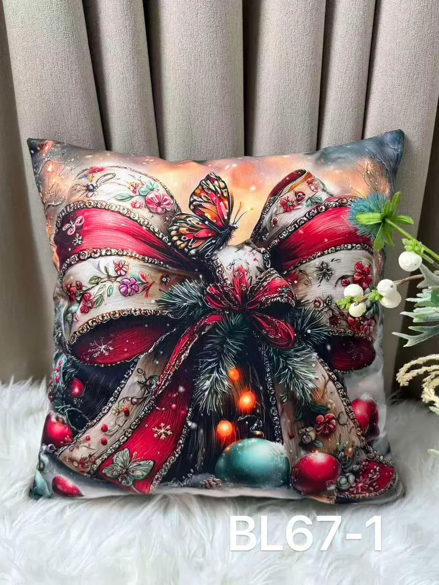Dwustronna poszewka welwetowa 40x40 cm z motywem świątecznym, w wielu kolorach – wzór 8