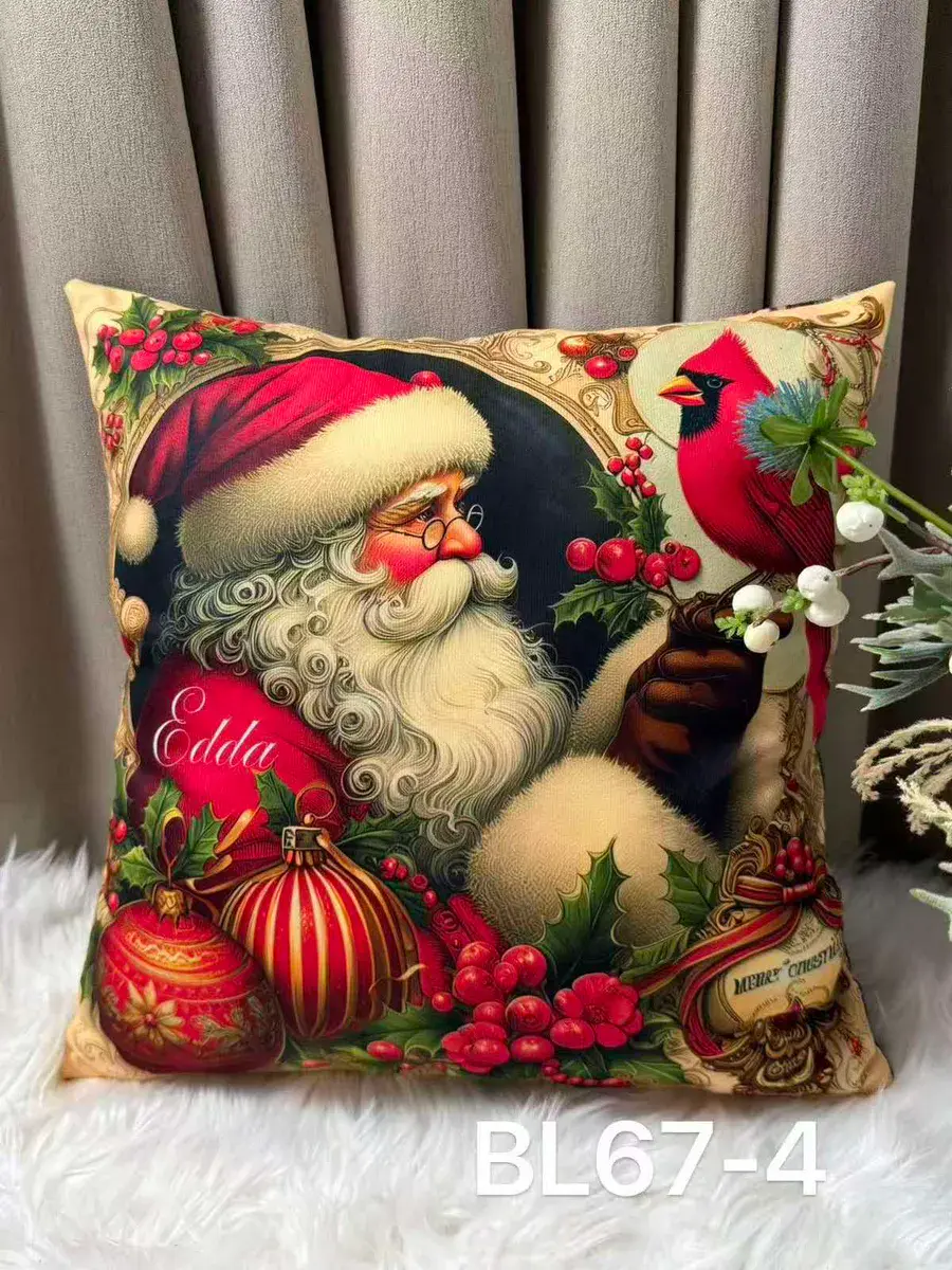Dwustronna poszewka welwetowa 40x40 cm z motywem świątecznym, w wielu kolorach – wzór 9
