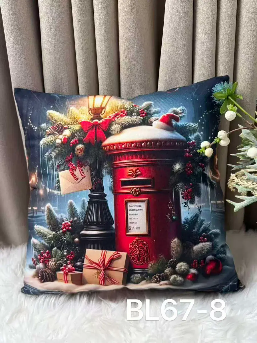 Dwustronna poszewka welwetowa 40x40 cm z motywem świątecznym, w wielu kolorach – wzór 10