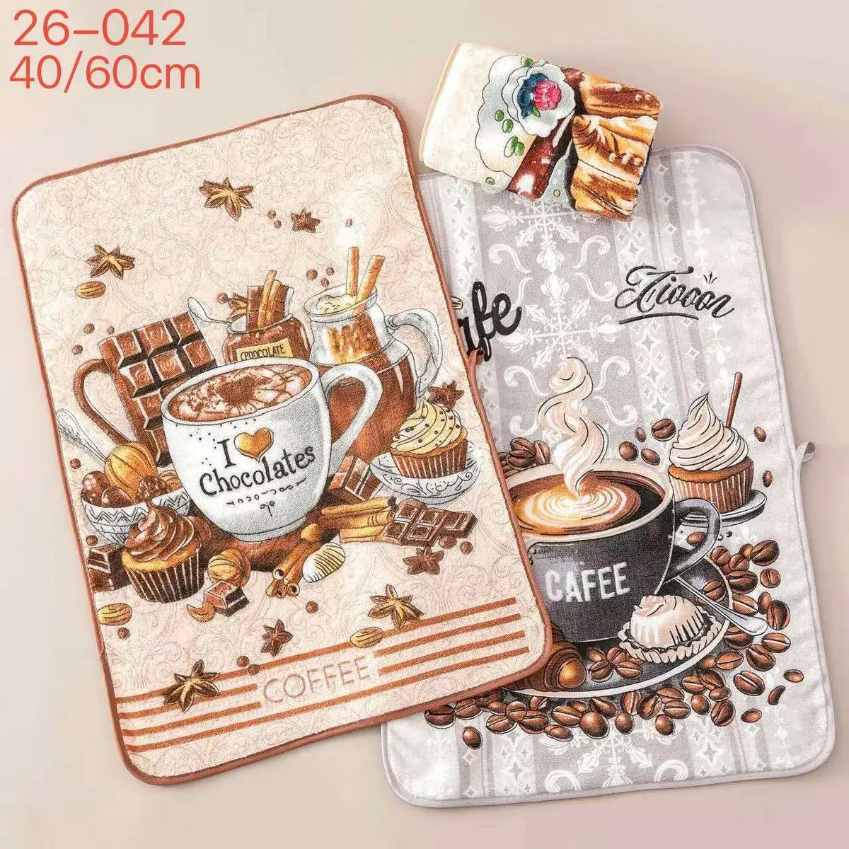 Ścierki z mikrofibry COFFEE 40x60cm, kolor beżowo-brązowy