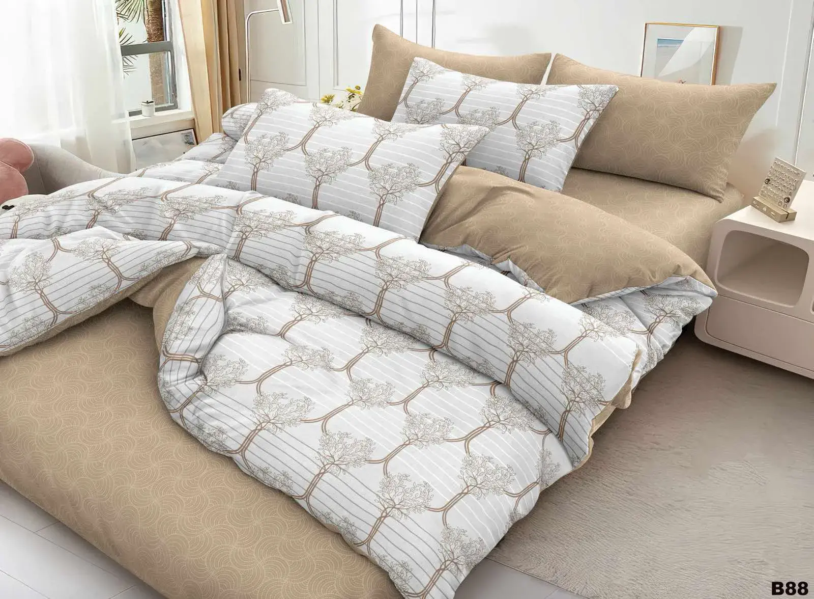 Komplet Pościel Milano 4CZ 160/200 beżowo-biały