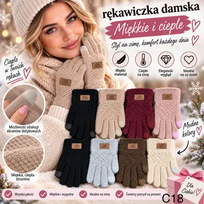 Rękawiczki damskie miękkie ciepłe na zimę różne kolory, w wielu kolorach – wzór 2