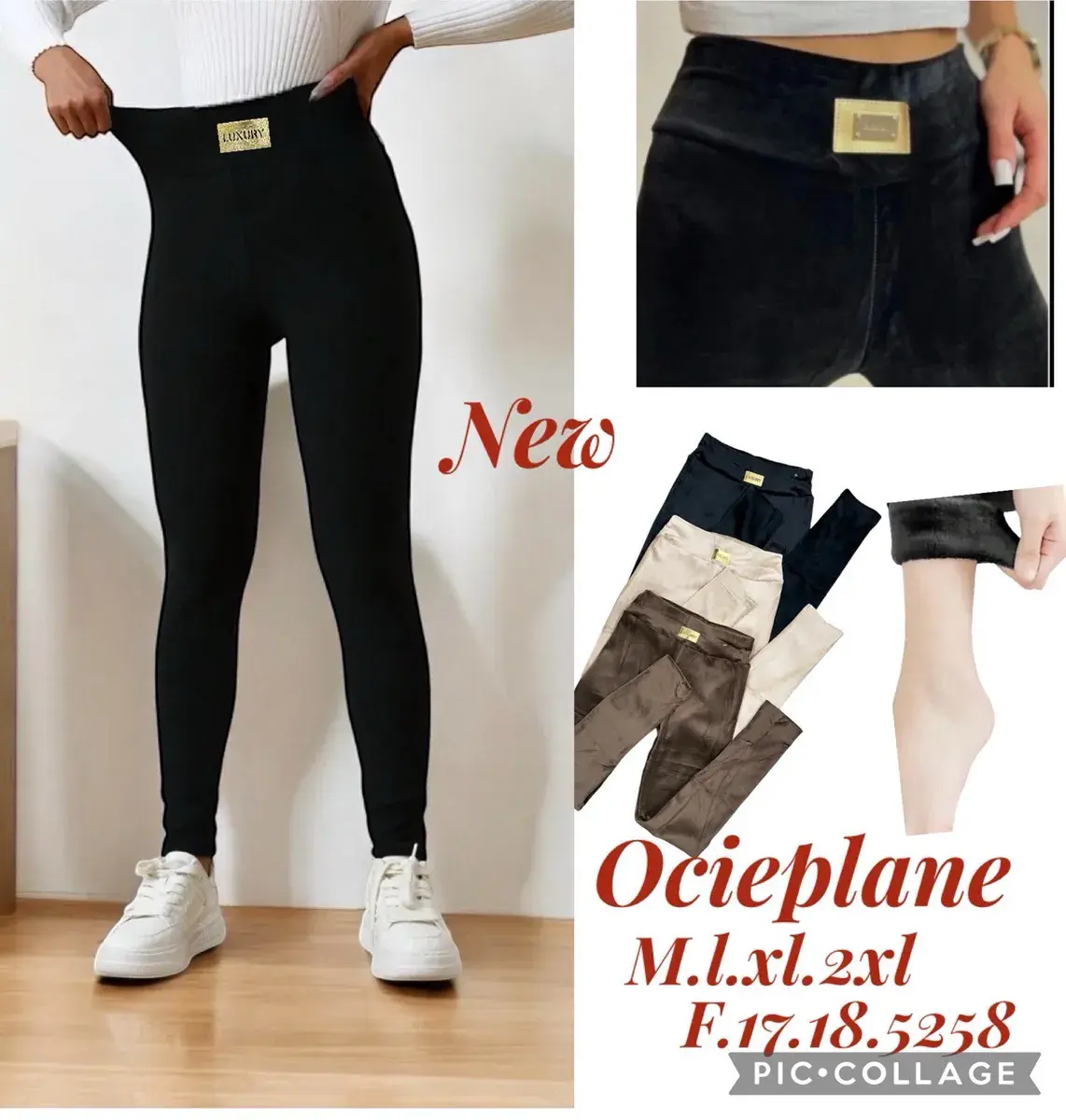Legginsy ocieplane czarne z wysokim stanem M-2XL