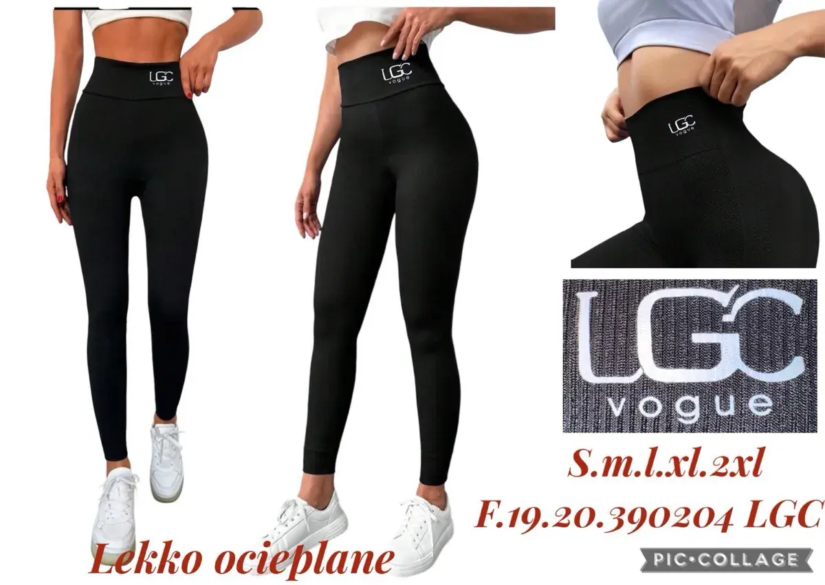 Legginsy damskie czarne LGC Vogue lekko ocieplane