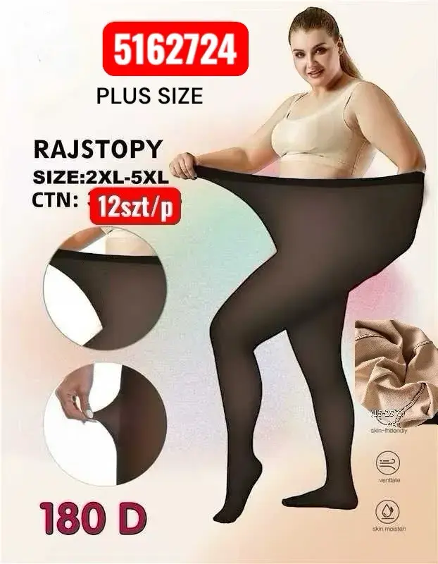 Rajstopy Plus Size 2XL-5XL czarne 180 DEN elastyczne