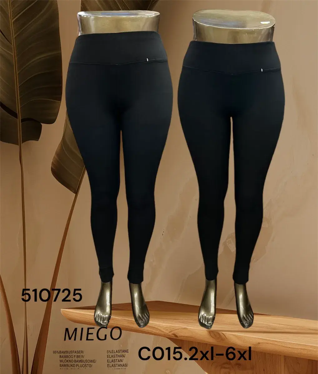 Legginsy damskie czarne bambusowe z elastanem rozmiar XL-6XL